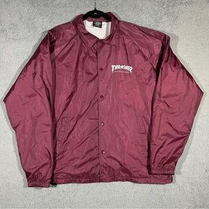Thrasher Magazine Windbreaker Jacket Men’s XL Maroon Snap Skate & Destroy #1390